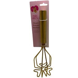Paris Hilton Heart-Shaped Gold Stainless Steel Potato Masher New!